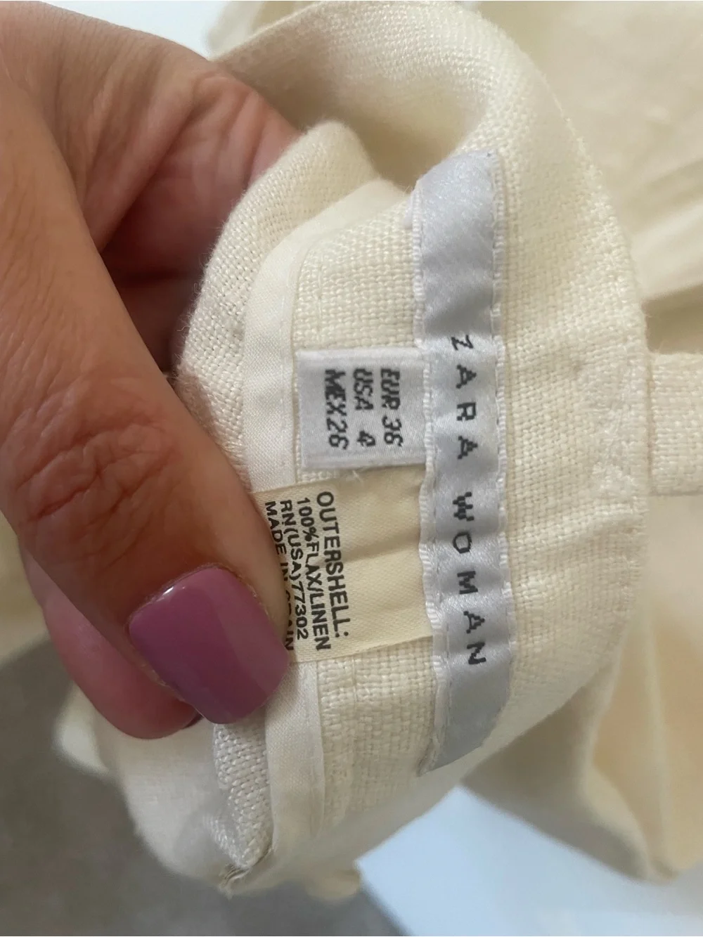 Cream Linen Trousers by Zara - size 4